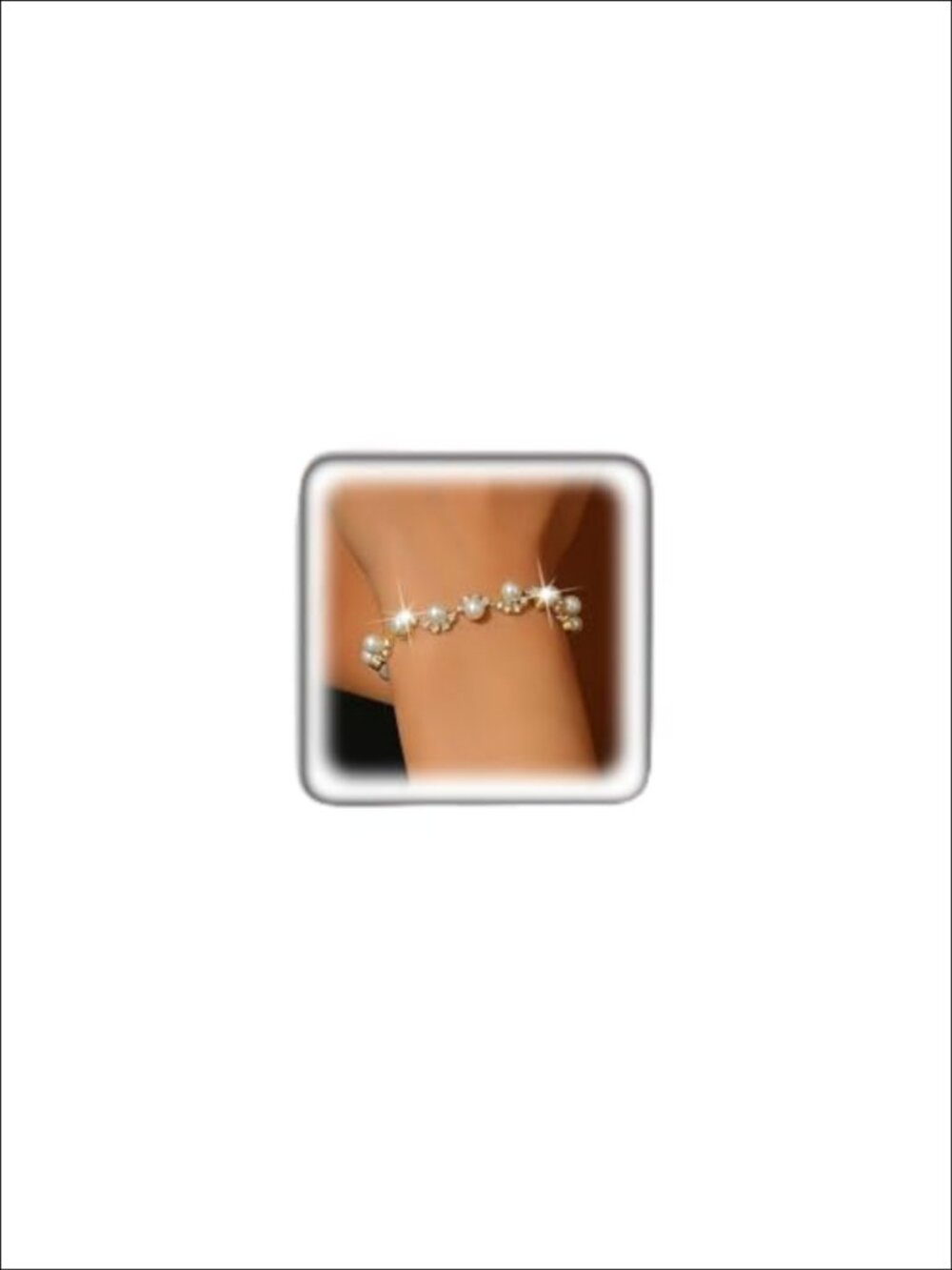Dainty Gold Tone Plated Faux Pearl Crystal Chain Bracelet with Extender
